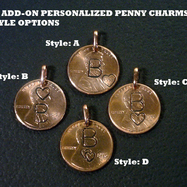 Add-On PENNY CHARM - Personalized Hand Stamped -  Custom Stamped Coin Jewelry - By The Coin Shop