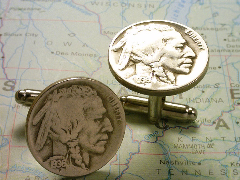 - Genuine Coin Cuff Links Shipping 1a1 Free Silver Cufflink Box FREE U.S U.S. Buffalo Nickels UNITED STATES Unique Gift