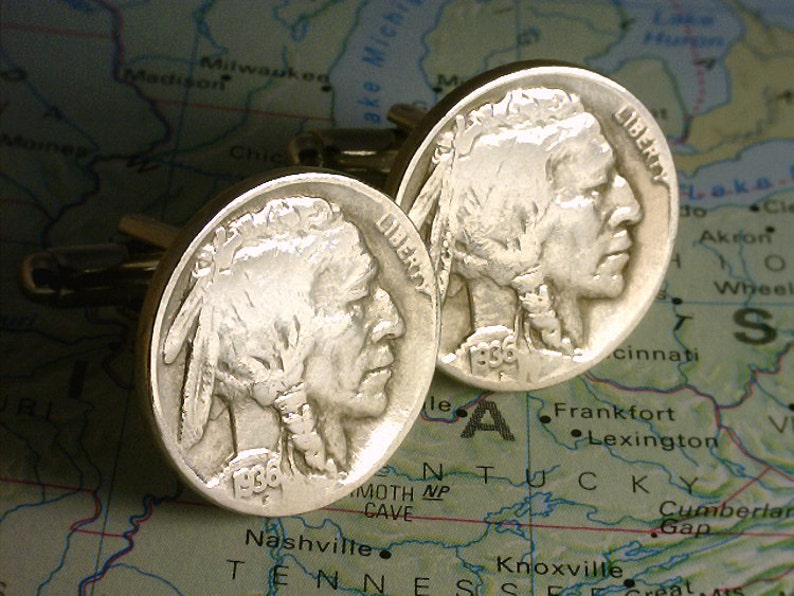 - Genuine Coin Cuff Links Shipping 1a1 Free Silver Cufflink Box FREE U.S U.S. Buffalo Nickels UNITED STATES Unique Gift