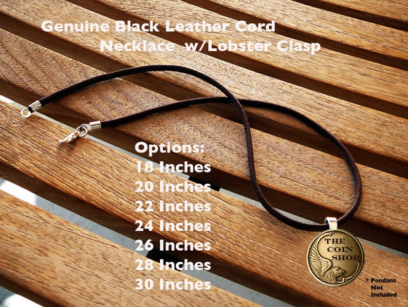- Free Velvet Pouch - United States Choose Length Indian Head Nickel Real Leather Necklace wClasp - - Genuine Coin Pendant 1-A1
