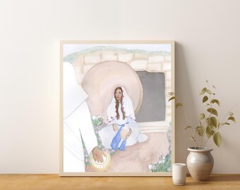 Mary at the Tomb, Easter Painting, Prince of Peace, Gethsemane, Painting of Jesus Christ, Savior of the World, Jesus Watercolor, He is Risen