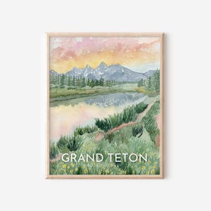 Grand Teton Nationalpark Gemälde, Wyoming Kunstdruck, Grand Teton Druck, Wyoming Landschaft, Sonnenuntergang Malerei, Nationalpark Geschenk, Digital