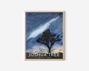 Joshua Tree National Park Painting, California Art Print, Desert Painting, California Landscape, Night Sky Painting, National Parks Gift
