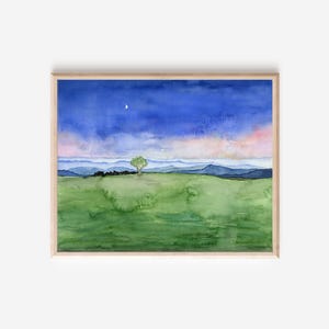 Blue Ridge Mountains Painting, Green Fields at Dusk, Virginia Landscape, Southern Virginia University, Blue Ridge Parkway, Mount Pleasant