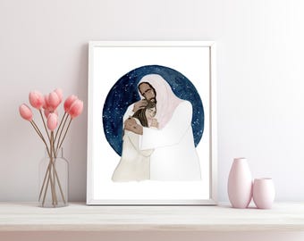 Abide With Me, Painting of Jesus Christ, Digital Download, Savior, Modern Christian, Watercolor Painting, Printable Art, Infertility