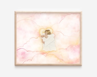 Heavenly Reunion, Gethsemane, Easter Painting, The Prince of Peace, Painting of Jesus Christ, Savior, Modern Christian, Jesus Watercolor