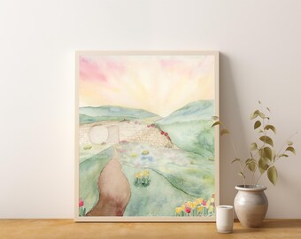 The Garden Tomb, Easter Painting, Prince of Peace, Gethsemane, Painting of Jesus Christ, Savior of the World, Jesus Watercolor, He is Risen