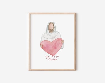You Are Loved, Savior of the World, Nursery Decor, Faceless Jesus Painting, Prince of Peace, Painting of Jesus Christ, Simple Christian Art