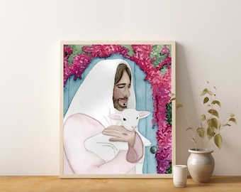 Let Love Lead, Savior of the World, Easter Painting, Jesus Watercolor, Prince of Peace,  Painting of Jesus Christ, Christian Artwork
