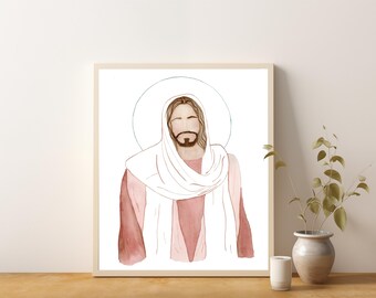 Savior of the World, Girls Nursery Decor, Faceless Jesus Painting, Prince of Peace, Painting of Jesus Christ, Simple Christian Artwork,