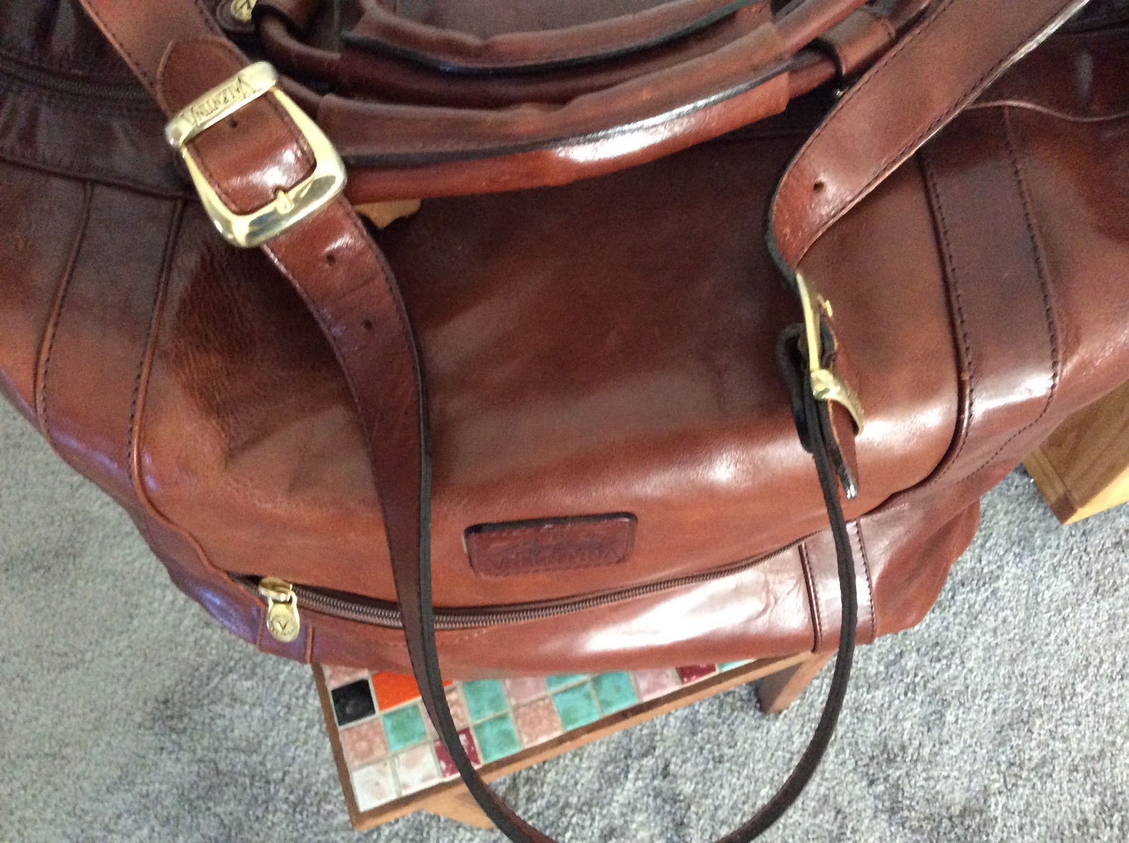 Vintage Leather Valentina Bag Weekender Carryon Luggage Made Etsy