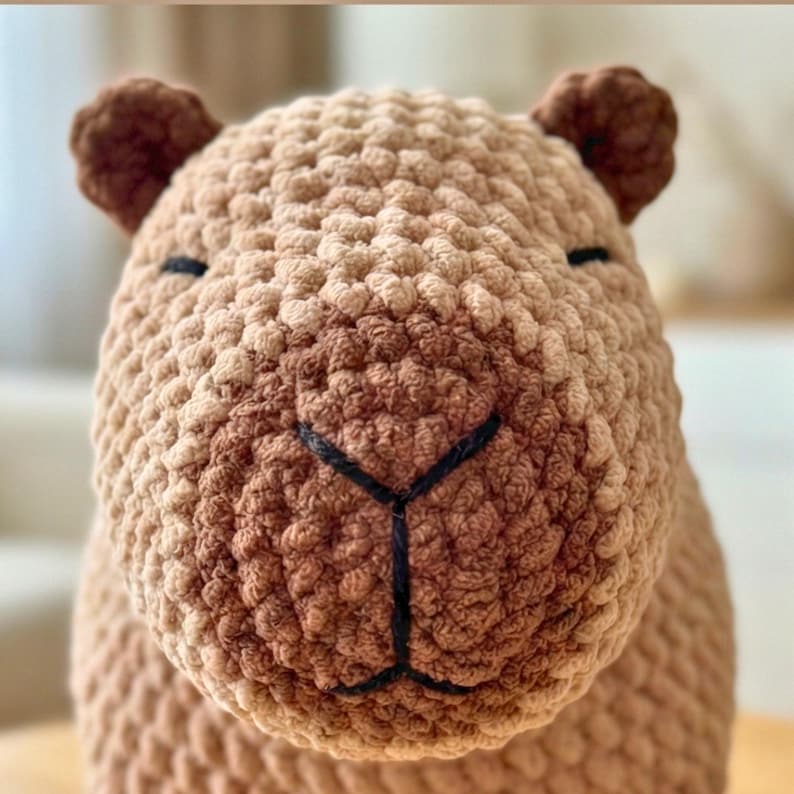 Peluche capybara au crochet | Peluche cadeau faite main pour les amoureux des animaux | Peluche unique au crochet image 2