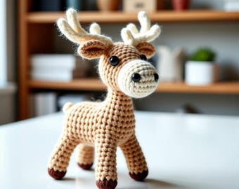 Motif au crochet Amigurumi d'orignal, décoration de Noël des bois (PDF)