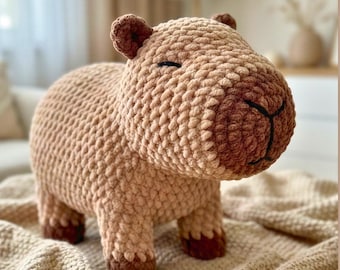 Crochet Capybara Plush | Handmade Soft Toy Gift for Animal Lovers | Unique Crochet Plushie