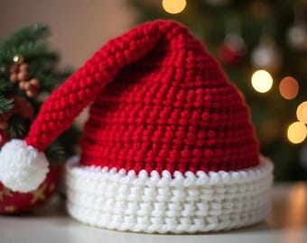 Patron de bonnet de Noel au crochet - Tutoriel PDF facile de bonnet de Noel