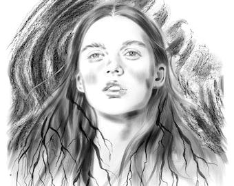 Custom Black and White Portrait Sketch