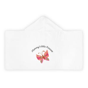 Youth Hooded Towel - Mommy&#39;s Little Princess Butterfly Design, Cute Bathing Accessory, Kids Beachwear, Personalized Gift, Birthday Parties