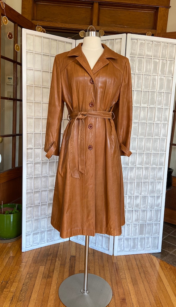1970s Butter-Soft Brown Leather Trench Coat