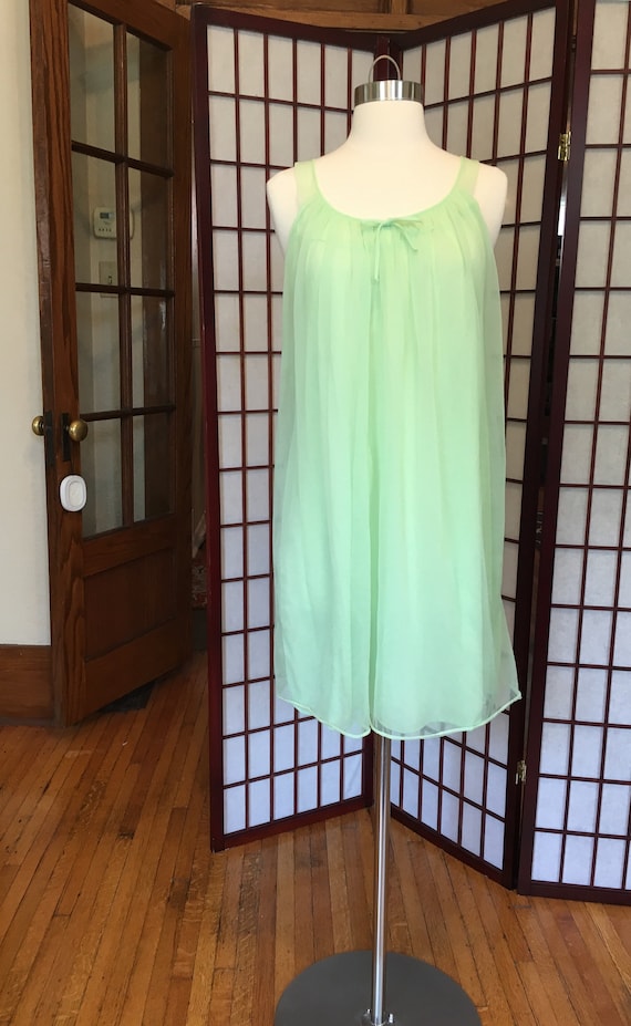 1960s Pistachio Green Babydoll Negligee Nightie