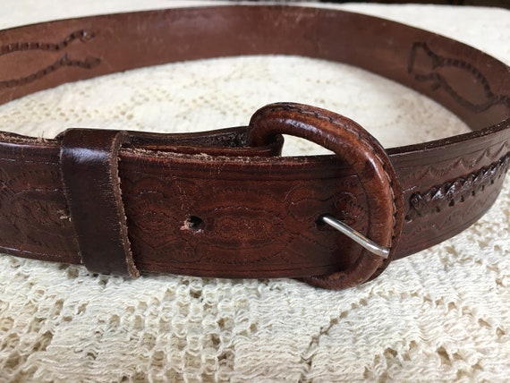 1960s Tooled Leather Scorpion Belt
