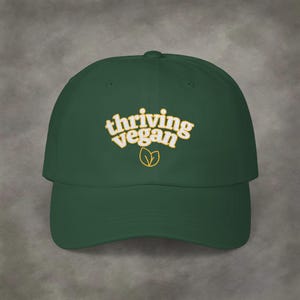 Thriving Vegan Embroidered Dad Cap - Adjustable Baseball Hat, Classic Dad Hat for Vegans, Vegan Apparel, Vegan Gift, Vegan Accessories