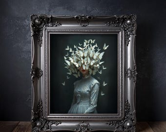 Surreal Butterfly Woman Portrait: Abstract Wall Art (Digital Download)