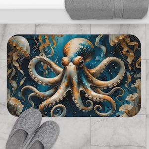 Octopus Badematte: Nautische Meerestiere Badezimmer Dekor