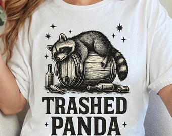 Zabawna koszulka z szopem, zniszczona panda, humor vintage ze zwierzętami