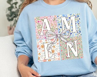 Easter Amen Sweatshirt, Easter Christian Sweater, Easter Christian Hoodie, Easter Gift Mom, Kids Easter Sweatshirt, Retro Coquette Shirt
