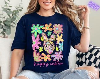 Easter Bunny Shirt, Bubblegum Bunny Tee, Floral Easter Shirt, Retro Easter Shirt, Cute Easter Tee, Neon Easter Shirt, Kids Easter Shirt