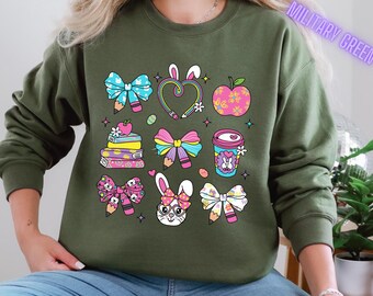Happy Easter Teacher Shirt, Cute Teacher T-Shirt, Easter Shirt, Kids Easter Tee, Gift for Teacher, Bunny Lover Tee