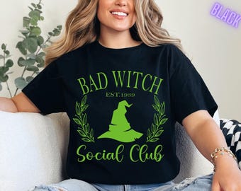 Wicked Bad Witch Social Club, Defy Gravity Broomstick Magic Wand, Wizard Movie Fan Shirt, Wicked Musical Fan Gift, Matching Wicked Shirts