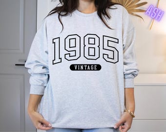 1985 Shirt, 40th Birthday Gift, Vintage Style Varsity Birthday Sweatshirt, Distressed 1985 Crewneck, Unisex 40th Birthday Gift