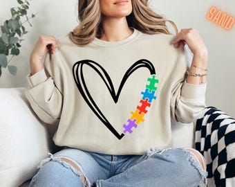 Autism Awareness Shirt, Neurodiversity Shirt, Autistic Pride Shirt, Autism Mom Shirt, Autism Shirt, Rainbow Autism Heart Shirt, Puzzle Shirt