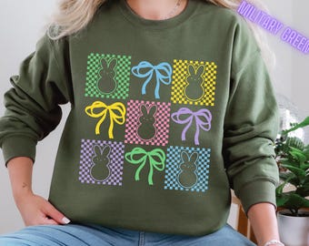 Retro Easter Bunny Shirt, Womens Easter Shirt, Cute Bunny Shirt, Rabbit Shirt, Happy Easter Day Gift, Teacher Easter Shirt,Kids Easter Shirt