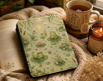 風変わりなカエルの池のKindleケース、Kindle Paperwhiteケース、Kindleカバー、Kindle Paperwhiteカバー