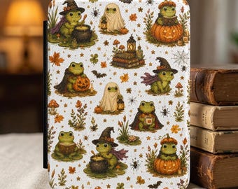 ハロウィンのカエルのKindleケース、魔女のカエル、Kindle Paperwhiteカバー、Kindleカバー、Kindle Paperwhiteケース