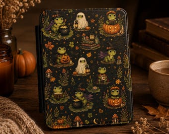 ハロウィンのカエルが描かれた風変わりなKindleケース、Kindle Paperwhiteケース、Kindleカバー、Kindle Paperwhiteカバー