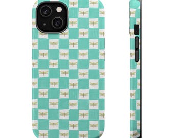 トンボ柄マグセーフスマホケース、iPhoneマグセーフケース、かわいいスマホケース