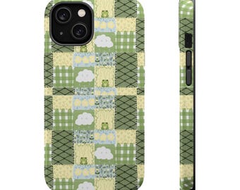 パッチワーク柄のスマホケース、Magsafe対応スマホケース、Magsafe対応iPhoneケース