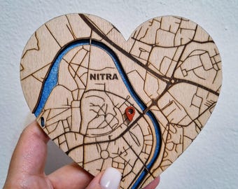 Custom Location Wooden Heart  Map / Anniversary Gift for Couple / Valentines day gifts for her / Where It All Began Customized unique map