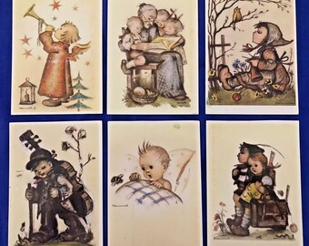 6 postales HUMMEL enviadas por correo: de Josef Muller - 6x4" - En fundas de plástico