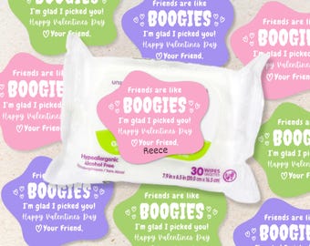San Valentín imprimible para Boogie Wipes, San Valentín divertido para guarderías o preescolares, San Valentín sin dulces, con forma de mocos, bricolaje lindo y fácil