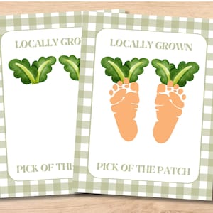 Printable Footprint Carrot Craft, Easter Baby Footprint Art, Spring Toddler Activity, Locally Grown Footprint Keepsake, Pick of the Patch