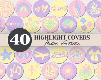 40 Pastel Aesthetic Highlight Covers | Soft and Dreamy Social Media Icons | Cute, Girly & Minimalist PNG Story Covers