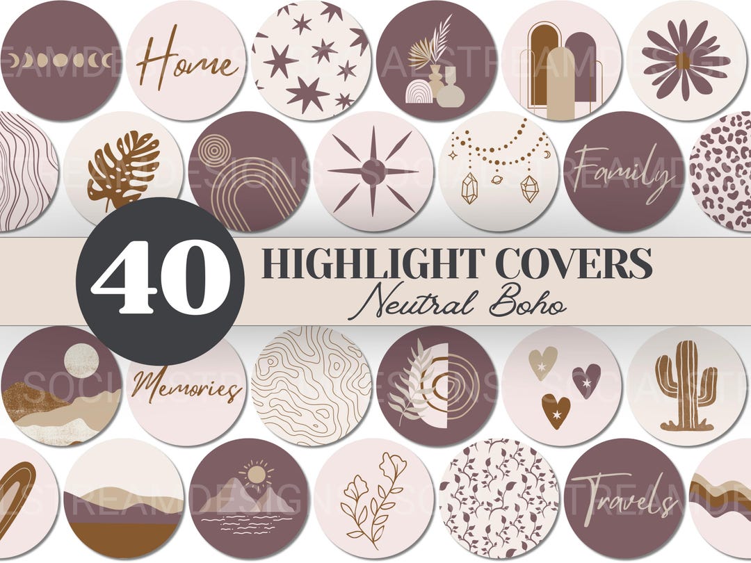 40 Neutral Boho Social Media Highlight Covers | Aesthetic Story Icons ...