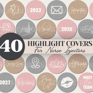 40 Nurse In realistische Social Media Highlight Covers | ästhetik Med Spa PNG Icons | Botox und Filler Story Covers | Beauty & Wellness Branding