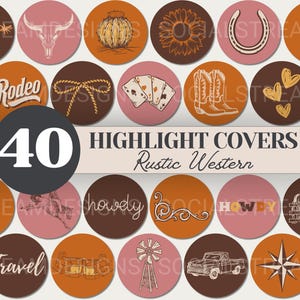 40 couvertures rustiques occidentales des médias sociaux | Esthétique Cowgirl PNG Couvertures d&#39;histoires | Faits saillants du rodéo bohème | Image de marque de l&#39;ouest du désert