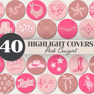 40 Pink Western Social Media Highlight Covers | Cowgirl Aesthetic Icons | Girly Rodeo, Boots & Country Story Covers | Feminine Western PNG
