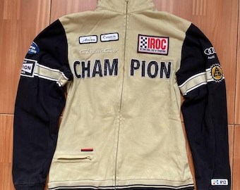 Chaqueta ligera de carreras vintage Audi Champion Classic Car IROC beige para hombre, talla S